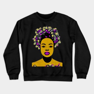 Black Woman in Flower Headdress Crewneck Sweatshirt